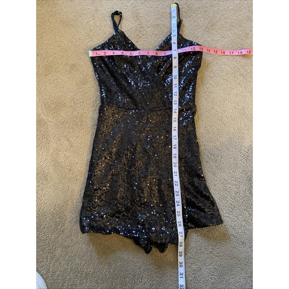 WINDSOR BLACK SEQUIN WRAP-FRONT ROMPER HIGH WAIST FITTED SHORTS‎ SIZE XS - Picture 10 of 16